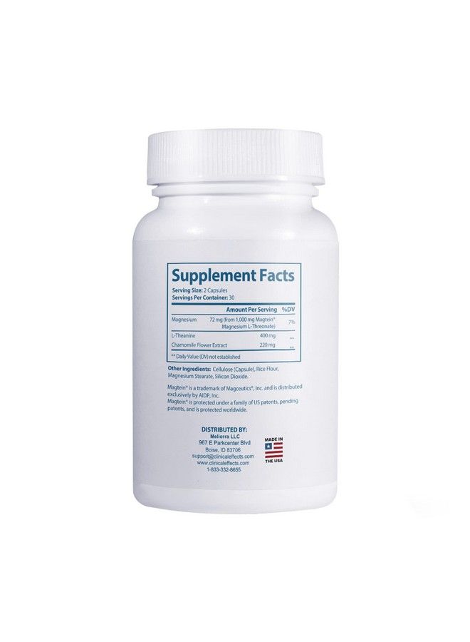 Sleep Magnesium Supplement With Magtein 60 Capsules Magnesium L Threonate L Theanine And Chamomile For Relaxation And Natural Calm No Melatonin Sleep Support Usa Made