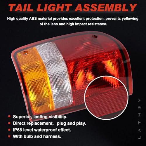 Lathsy Tail Light Compatible With 1993-1997 Ford Ranger Left and Right Driver and Passenge Side Rear Taillight Replace F37Z13404A FO2801110 F37Z13405A FO2800110 - Image 5