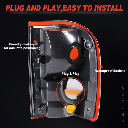 Lathsy Tail Light Compatible With 1993-1997 Ford Ranger Left and Right Driver and Passenge Side Rear Taillight Replace F37Z13404A FO2801110 F37Z13405A FO2800110 - Image 3