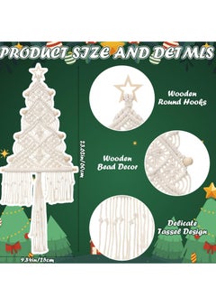 Antikiano Large Macrame Christmas Tree 3 Set Macrame Christmas Decorative Hanging Ornaments Boho Christmas Wall Decor Macrame Hanging Kit for Party Supplies(Silver Grey, Grass Green, and Dark Green)  - Image 3