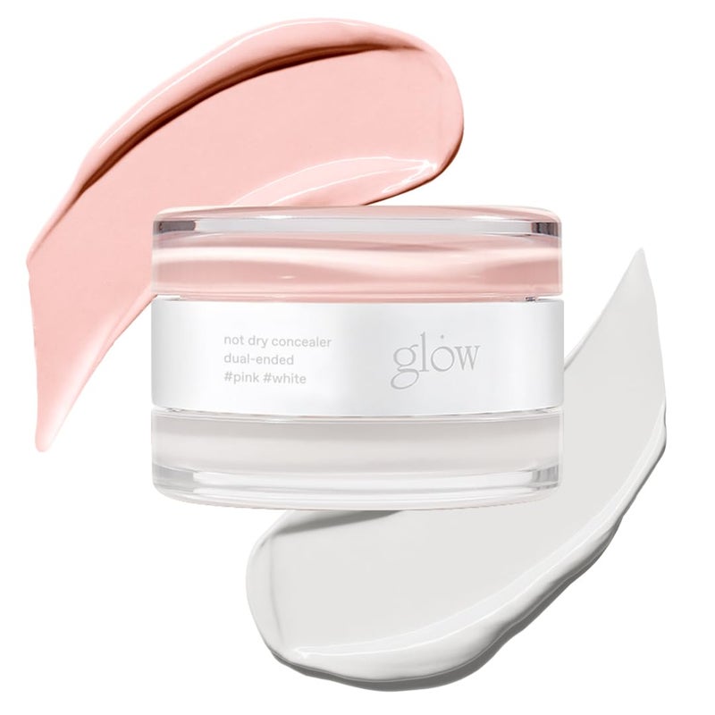 glow not dry concealer #pink #white, under-eye dark circles & blemishes, no crease, dual-ended, melt-in skincare formula, 0.4 oz - Image 1