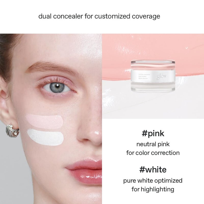 glow not dry concealer #pink #white, under-eye dark circles & blemishes, no crease, dual-ended, melt-in skincare formula, 0.4 oz - Image 4