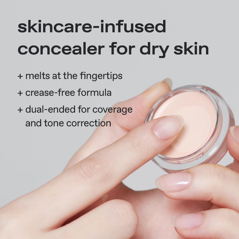 glow not dry concealer #pink #white, under-eye dark circles & blemishes, no crease, dual-ended, melt-in skincare formula, 0.4 oz - Image 3