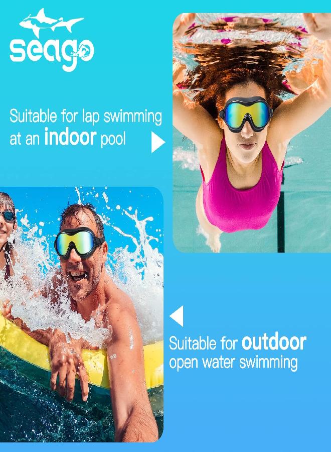 Seago Seago Swim Goggles No Leaking Anti-Fog Swimming Goggles for Adult Men Women Youth Junior with Soft Silicone Gasket, UV Protection Waterproof 180° Clear Vision, Triathlon Pool Goggles Swim Glasses  - Image 4