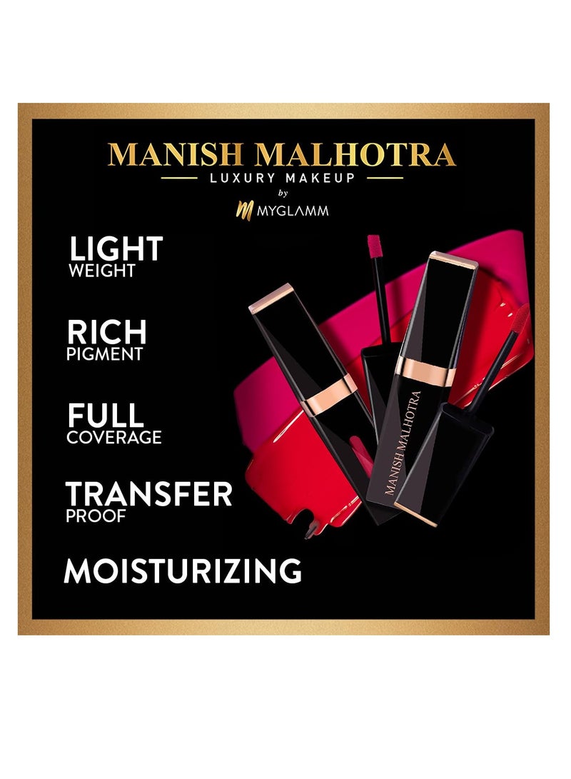 MyGlamm Manish Malhotra Liquid Matte Lipstick Envy Me 7gm Red Shade Long Lasting and Pigmented  Velvet Matte Finish Non Transferable Moisturizing Liquid Lipstick Exclusively by MyGlamm - Image 3