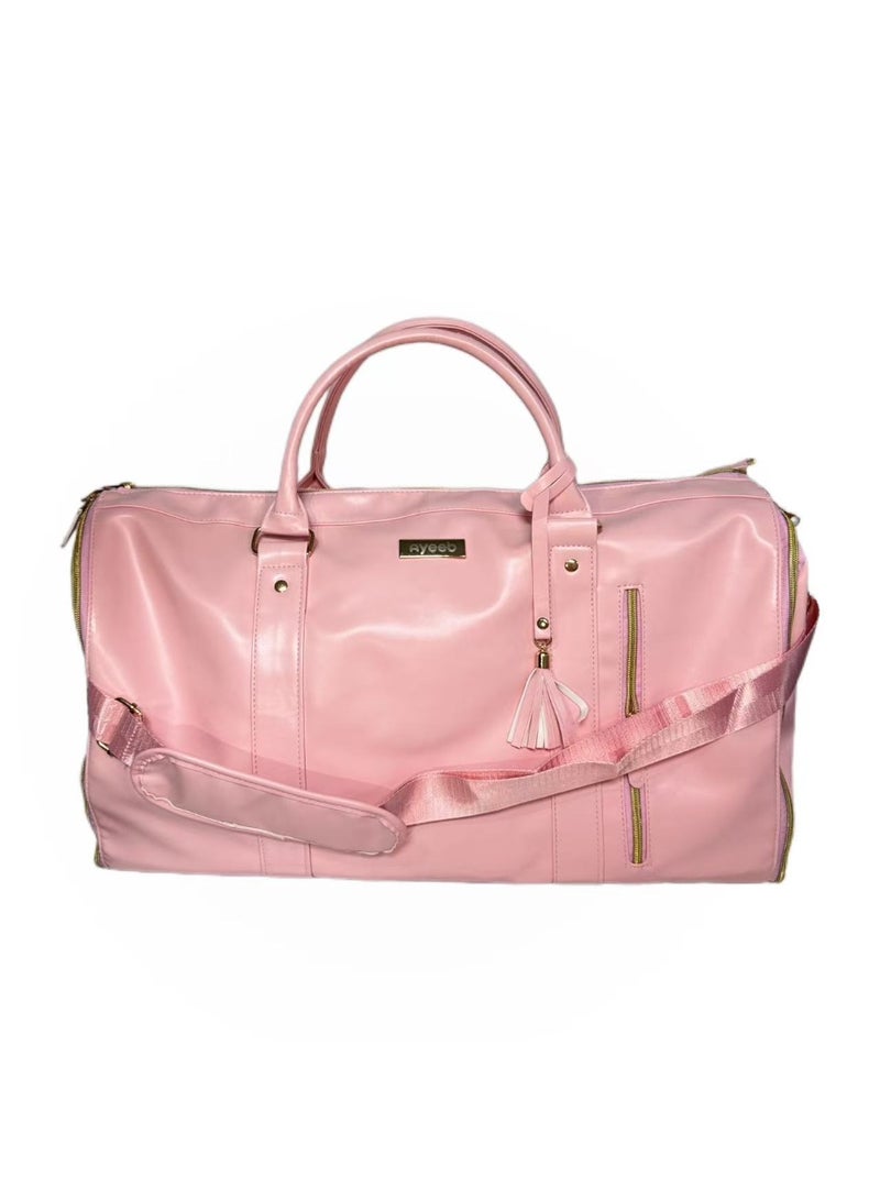 Ayeeb Travel Duffel Foldable Blazer Cover Suit Bag, Quick Pack Large Carry-on Hand Luggage,Anti-wrinkle Zip Open Waterproof Portable Garment Duffle Baggage for Business Flights Honeymoon Vacation Trip(Cherry Pink)  - Image 4