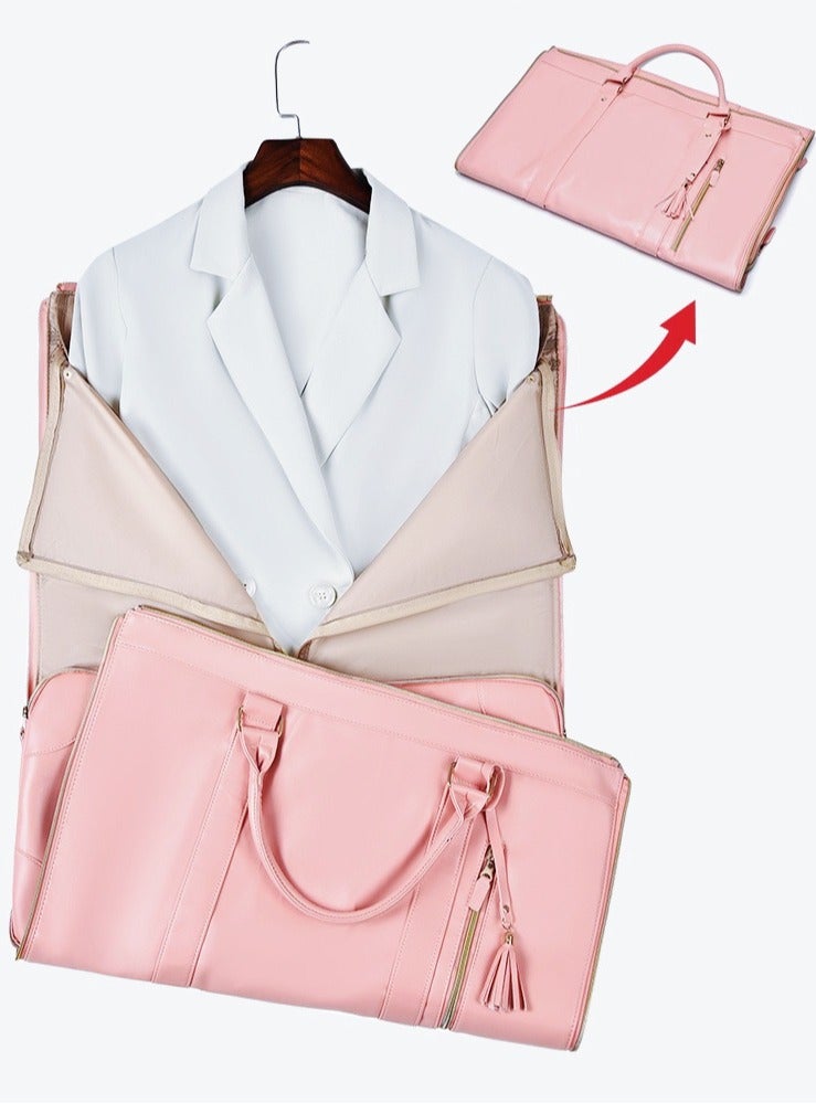 Ayeeb Travel Duffel Foldable Blazer Cover Suit Bag, Quick Pack Large Carry-on Hand Luggage,Anti-wrinkle Zip Open Waterproof Portable Garment Duffle Baggage for Business Flights Honeymoon Vacation Trip(Cherry Pink)  - Image 3