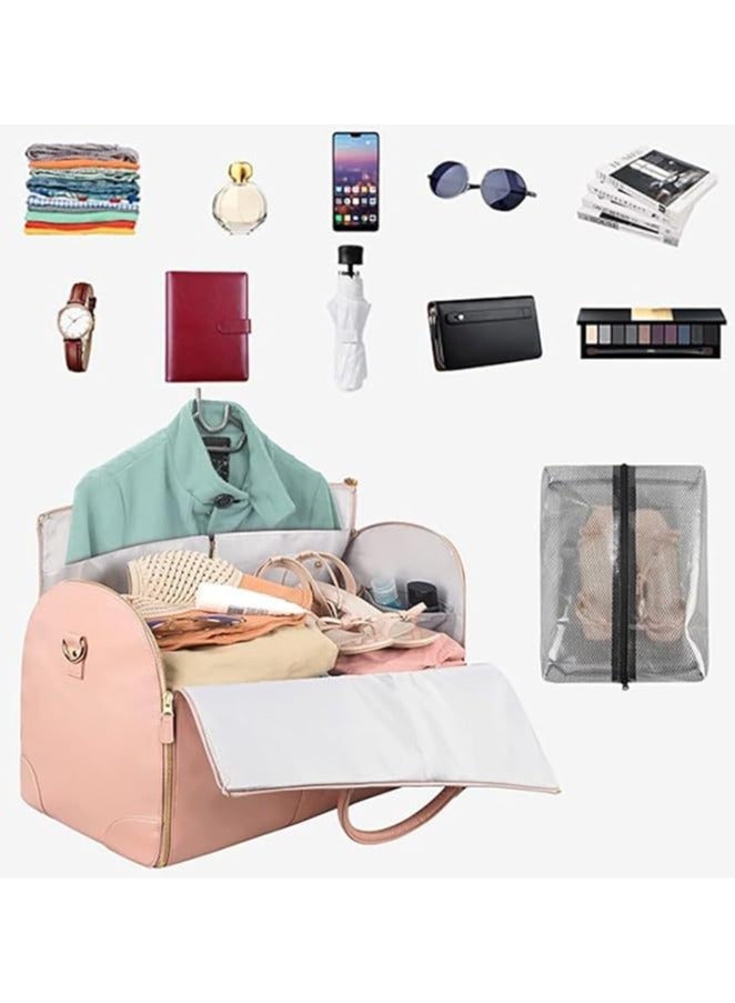 أييب حقيبة سفر كبيرة وفعّالة وسهلة الحمل (ليجند) للرجال والنساء، غطاء بدلة قابل للطي مع حقيبة أحذية مجانية، حقيبة يد سريعة التعبئة، حقيبة سفر محمولة مقاومة للتجاعيد بسحاب كامل ومقاومة للماء (لون وردي فاتح) - Image 5