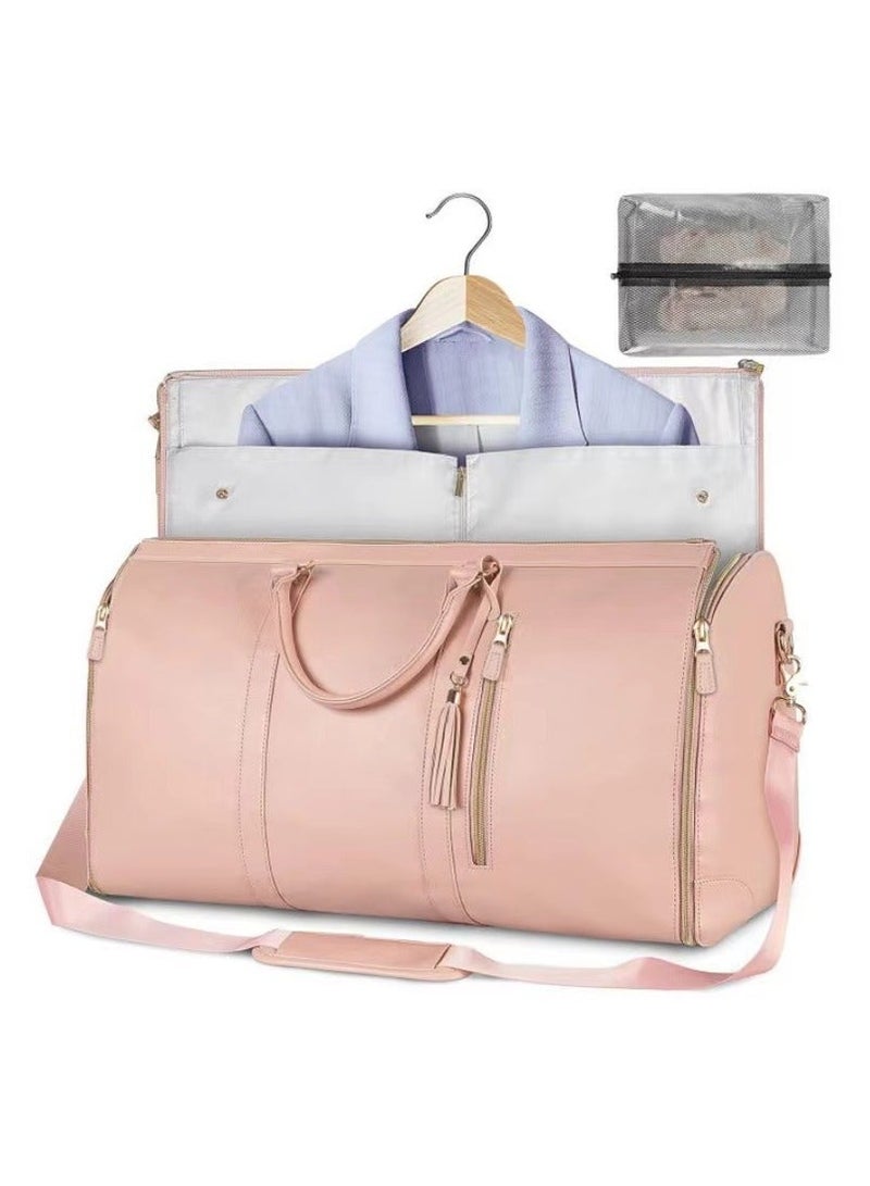 أييب حقيبة سفر كبيرة وفعّالة وسهلة الحمل (ليجند) للرجال والنساء، غطاء بدلة قابل للطي مع حقيبة أحذية مجانية، حقيبة يد سريعة التعبئة، حقيبة سفر محمولة مقاومة للتجاعيد بسحاب كامل ومقاومة للماء (لون وردي فاتح) - Image 2