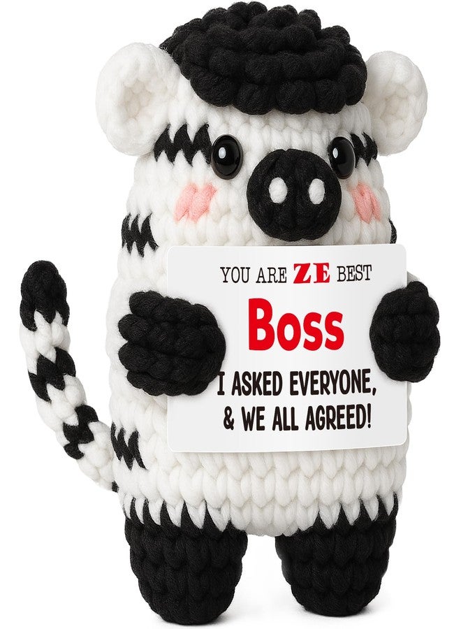 FEFAMM Funny Gifts for Boss – Handmade Crochet Zebra Mini Office Decor, Appreciation Thank You Gift from Employees Coworkers, Bosses Day Birthday for Boss Lady or Male Manager Supervisor - Image 1
