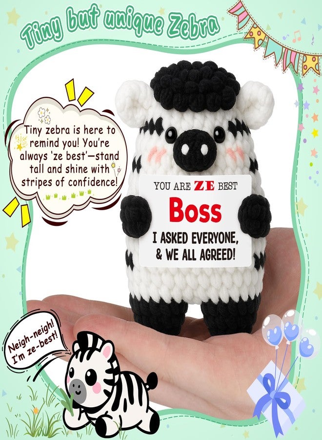 FEFAMM Funny Gifts for Boss – Handmade Crochet Zebra Mini Office Decor, Appreciation Thank You Gift from Employees Coworkers, Bosses Day Birthday for Boss Lady or Male Manager Supervisor - Image 3