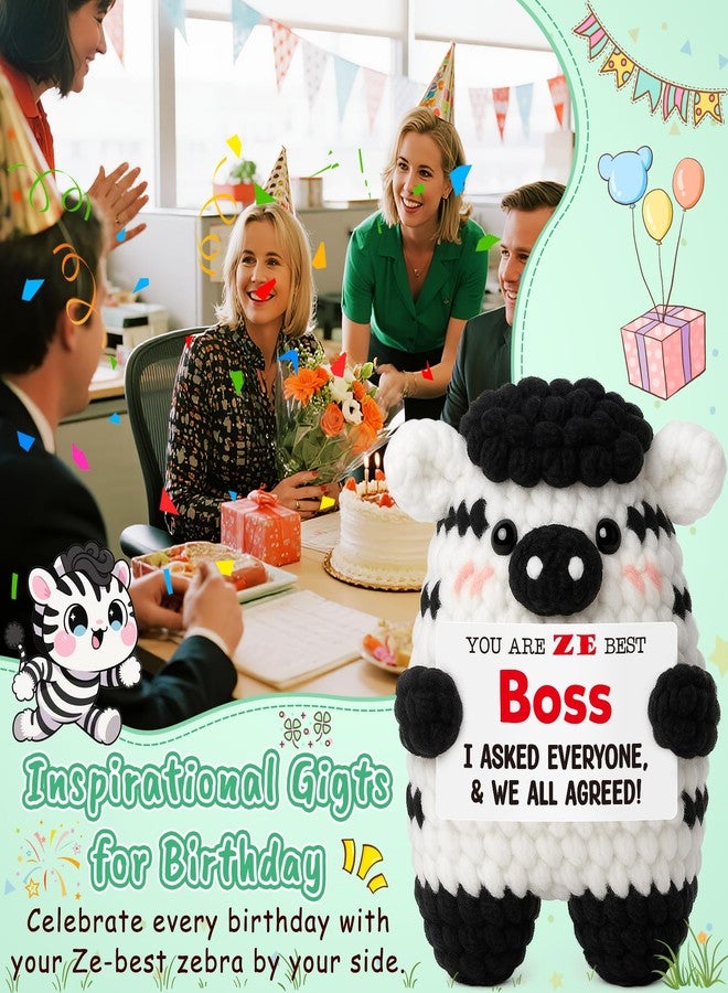 FEFAMM Funny Gifts for Boss – Handmade Crochet Zebra Mini Office Decor, Appreciation Thank You Gift from Employees Coworkers, Bosses Day Birthday for Boss Lady or Male Manager Supervisor - Image 5