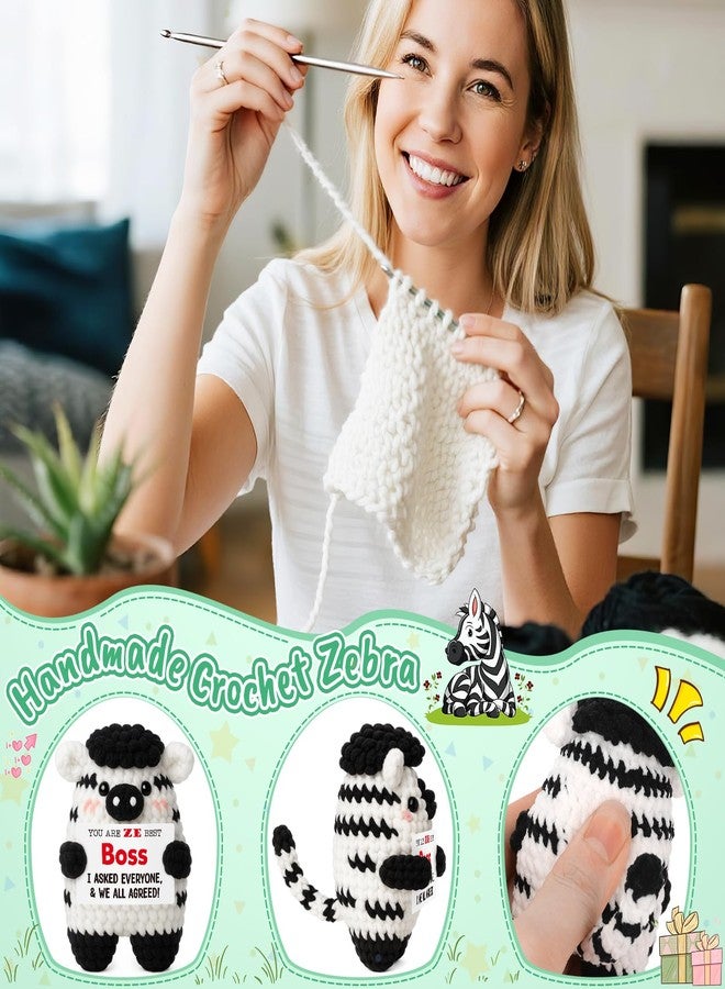 FEFAMM Funny Gifts for Boss – Handmade Crochet Zebra Mini Office Decor, Appreciation Thank You Gift from Employees Coworkers, Bosses Day Birthday for Boss Lady or Male Manager Supervisor - Image 4
