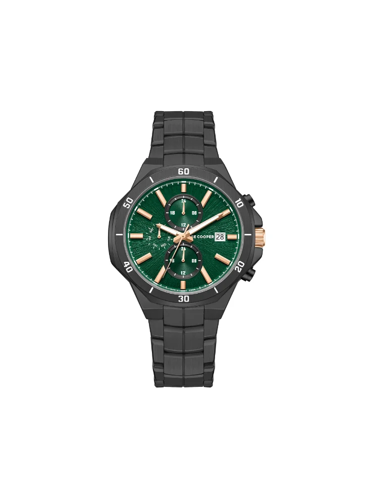 لي كوبر Men's Multi Function Display Watch With Gray Metal Strap - LC08087.070