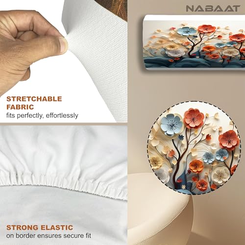 NABAAT AC Cover for Split 1.5 Ton Indoor Printed Air Conditioning Wall Mounted Dust Cover Folding Designer (38”x 12”x 9”), Color Flowers - Image 5