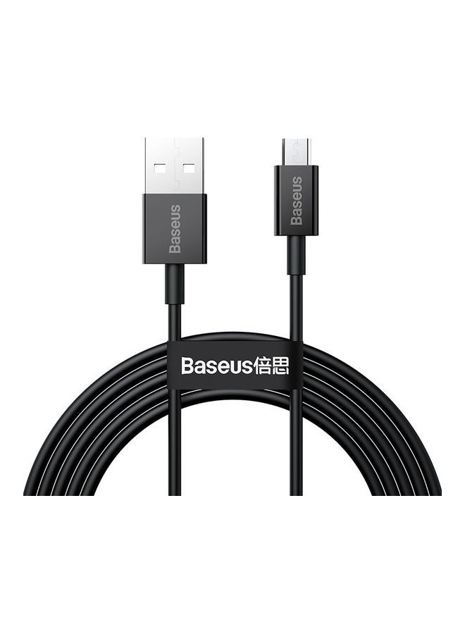 بيسوس كابل مايكرو USB للشحن السريع من منفذ USB إلى مايكرو USB 2.0 للأجهزة بنظام تشغيل أندرويد مناسب لهاتف جالاكسي S7 وS6 ونوت، وإل جي، ونيكسوس، ونوكيا، وبلايستيشن 4 بطول 2 متر أسود - Image 1