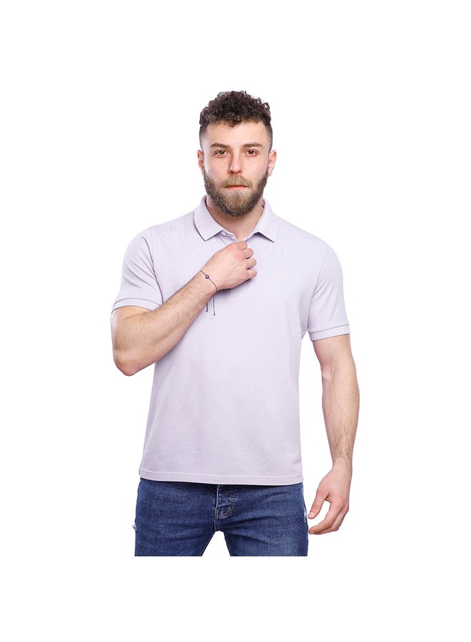 Coup COUP Regular Basic Polo Shirt For Men - L.PURPLE - L - Image 1