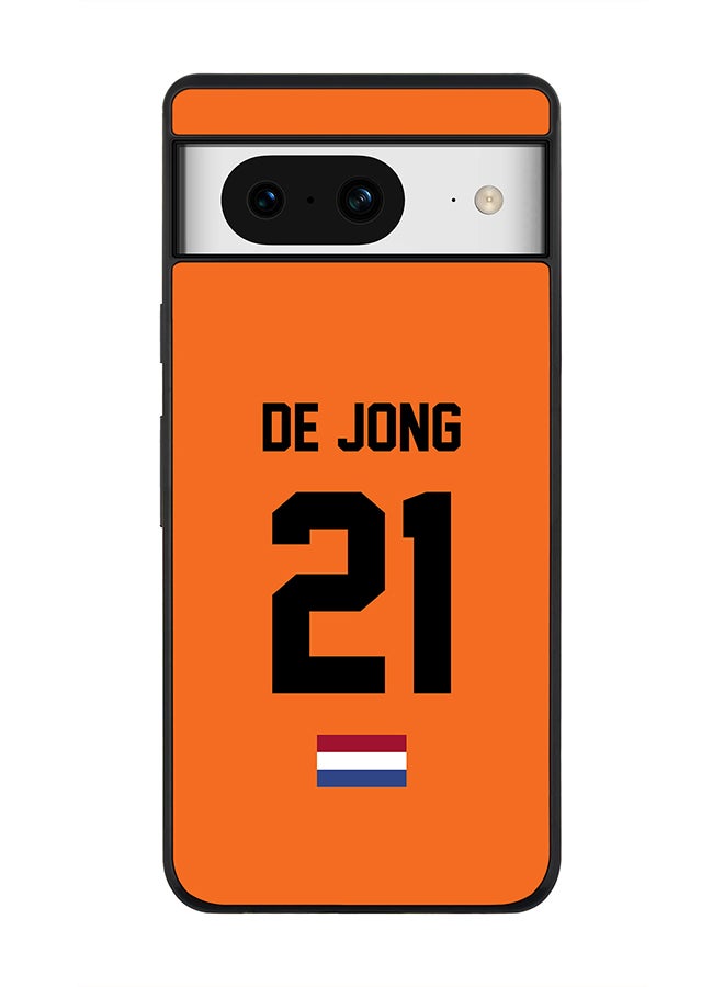 Stylizedd Rugged Black Edge case for Google Pixel 8, Custom Slim fit Thin Phone Case Cover - Football Team - Netherlands, Player Name - De Jong - Image 1