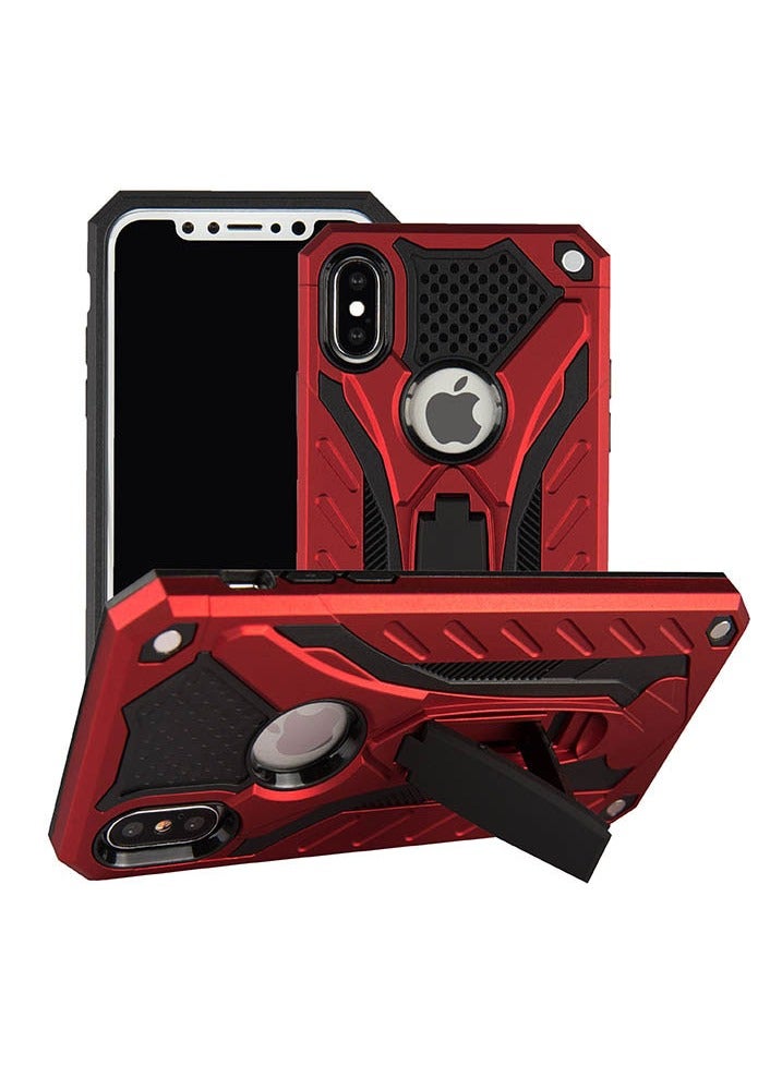 Bills iPhone X Premium Armor Case Built-In Kickstand - Military-Grade Shockproof Protective Cover with Reinforced Corners (Red) - Image 1