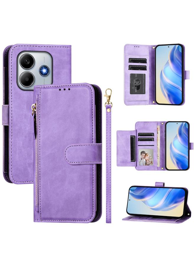 The Bros Case For Xiaomi Poco M7 Pro 5G / Redmi Note 14 5G Multi-Card Slots Zipper Wallet Leather Phone Case
