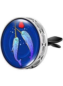mEssentials Wild Essentials Enamel Finish Narwhals Aromatherapy Car Air Freshener Essential Oil Car Vent Diffuser With Vent Clip and 8 Color Refill Pads 
