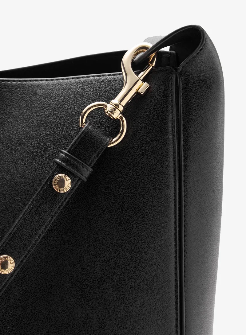 Mango 99-NEGRO Bucket Bag With Clasp for Women | Best Price UAE