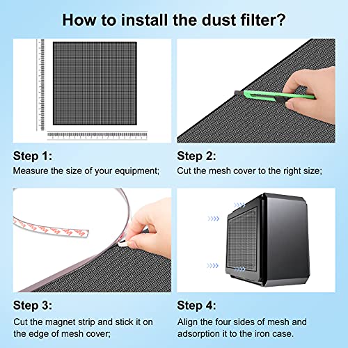 PANO-MOUNTS 500x500mm 19.68inch DIY Computer PC Case and Fans PVC Dustproof Mesh Filter Cover with Magnetic Strip for Computer Chassis Speakers and More - Image 3
