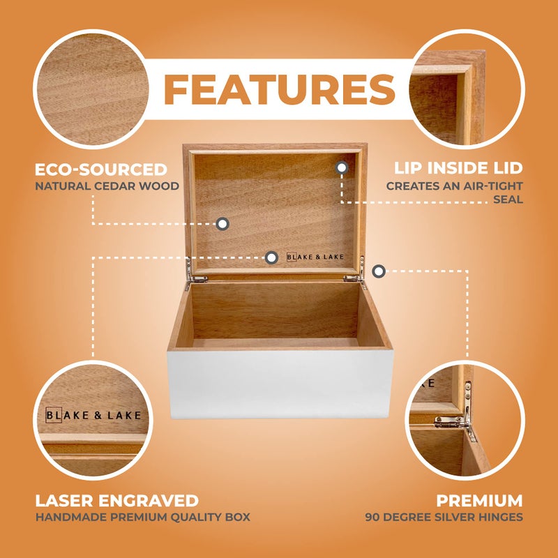 Blake & Lake Large Wooden Keepsake Box - White, Hinged Lid - Decorative Storage Box for Jewelry and More - Image 2