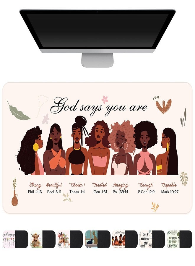 AFRITEE Black Girl Desk Mat - Christian Inspirational Quote Large Gaming Mouse Pad, Black Art Gifts for Women, Office Desk Protector - Image 2