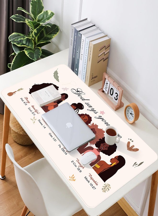 AFRITEE Black Girl Desk Mat - Christian Inspirational Quote Large Gaming Mouse Pad, Black Art Gifts for Women, Office Desk Protector - Image 3