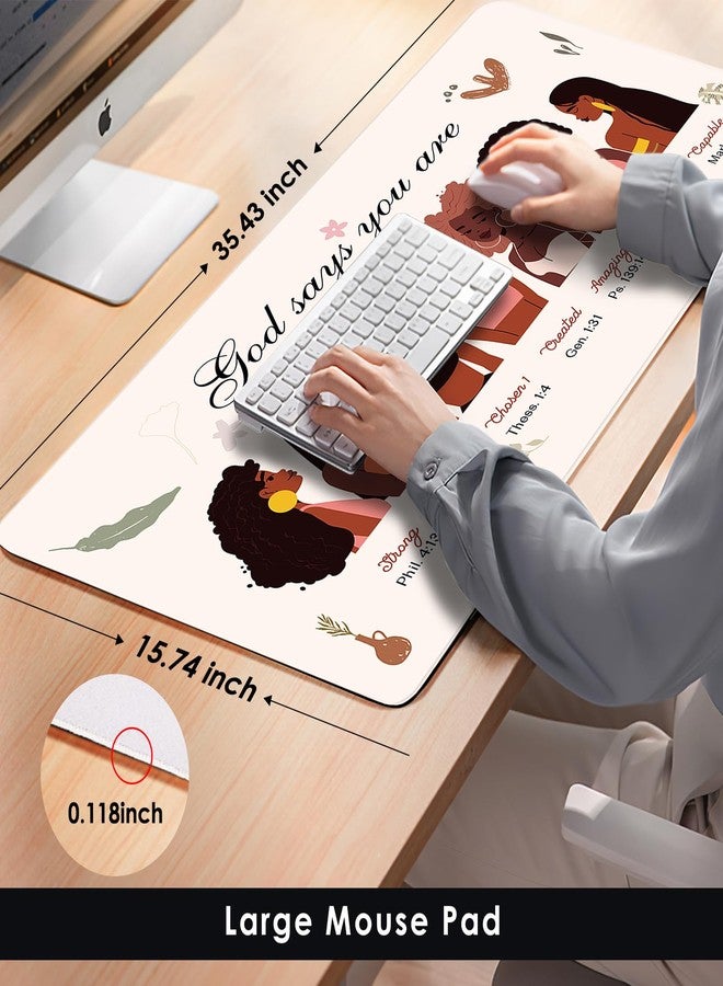 AFRITEE Black Girl Desk Mat - Christian Inspirational Quote Large Gaming Mouse Pad, Black Art Gifts for Women, Office Desk Protector - Image 4