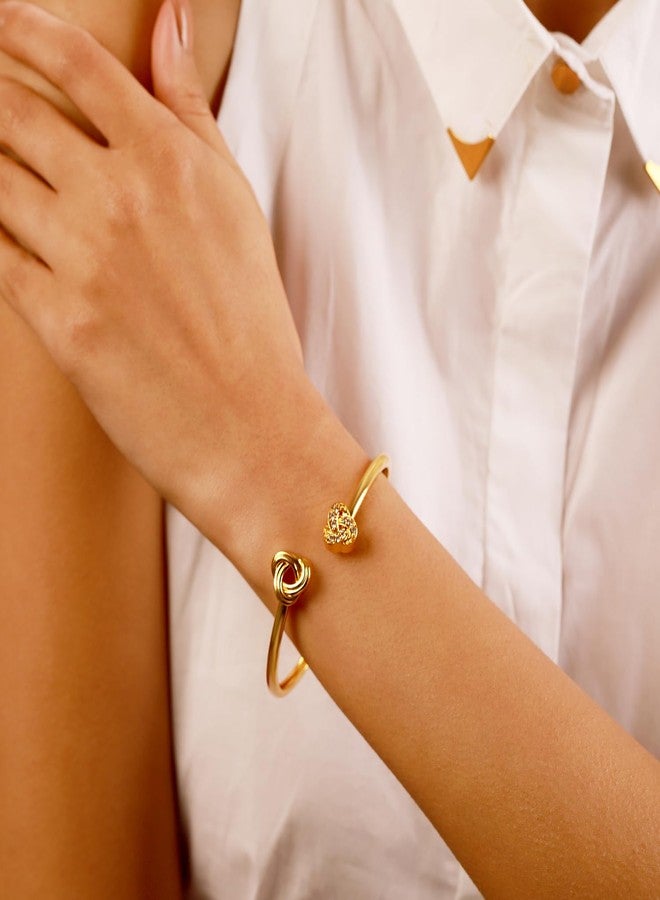 VOYLLA Eternal Love Dual Knot Gold Plated Bracelet for Women Designer Love Bracelet Women's Day Gift for Her Girlfriend Wife Anniversary Birthday Jewellery - Image 3