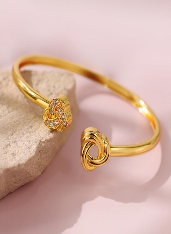 VOYLLA Eternal Love Dual Knot Gold Plated Bracelet for Women Designer Love Bracelet Women's Day Gift for Her Girlfriend Wife Anniversary Birthday Jewellery - Image 4