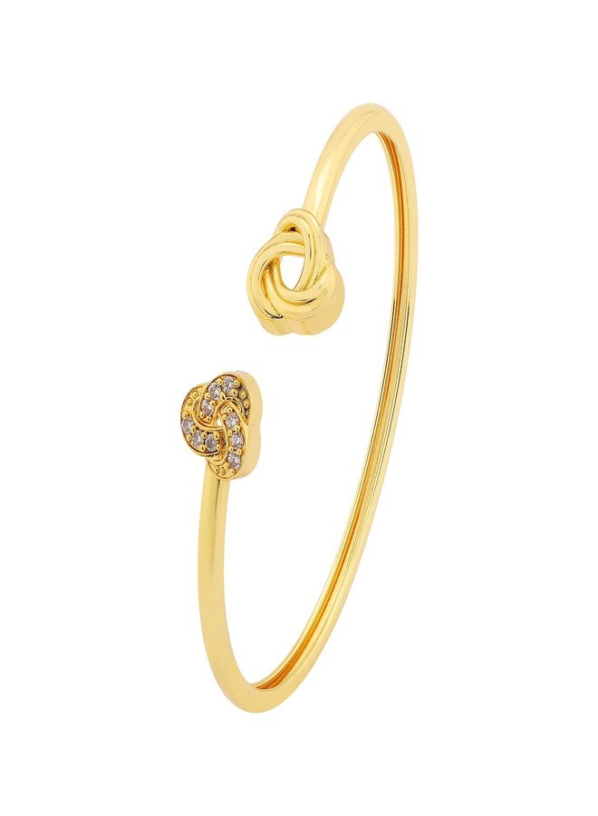 VOYLLA Eternal Love Dual Knot Gold Plated Bracelet for Women Designer Love Bracelet Women's Day Gift for Her Girlfriend Wife Anniversary Birthday Jewellery - Image 1