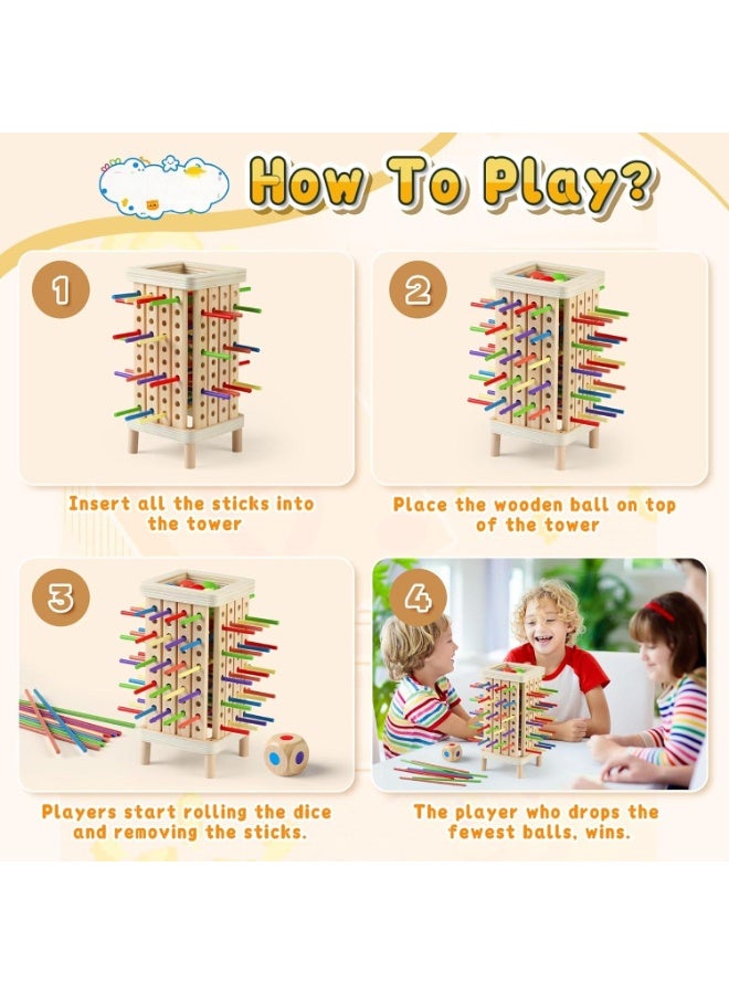 Wooden Board Game, Multiplayer Game for Kids Ages 4-8, Math Education, Fine Motor Skills Toy for Boys and Girls, Classic Fun Game, Gift for Girls and Boys Ages 3 4 5 6 7 8 (Regular) - Image 5