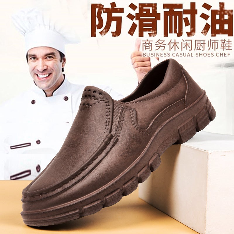 Plus Size Men'S Shoes Kitchen Work Workshop Labor Protection Shoes Pedal Waterproof Non-Slip Oil-Proof Black Chef Shoes Men - Image 2