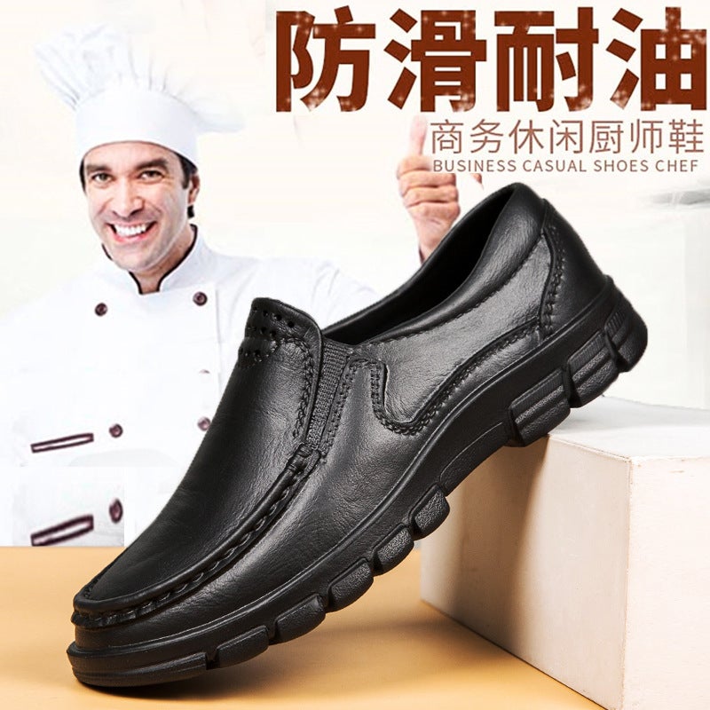 Plus Size Men'S Shoes Kitchen Work Workshop Labor Protection Shoes Pedal Waterproof Non-Slip Oil-Proof Black Chef Shoes Men - Image 3