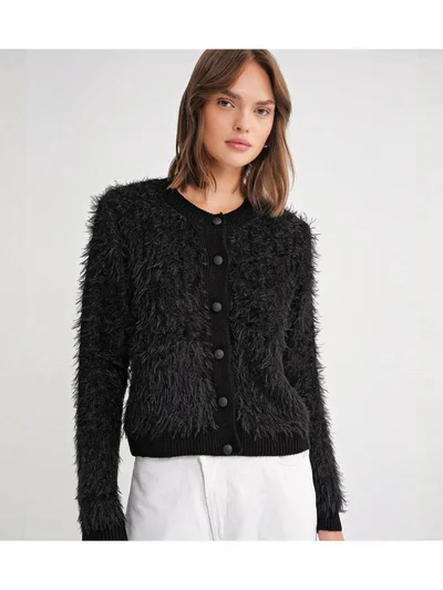 MixRay Mixray Buttoned Plush Textured Cardigan