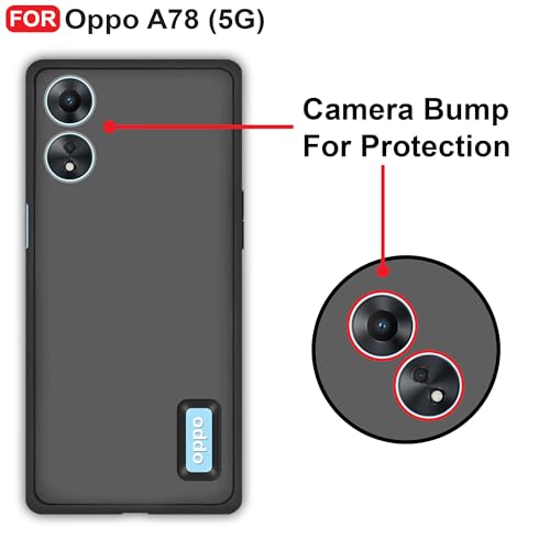 Cedo غطاء خلفي CEDO لهاتف Oppo A78 (5G) | حماية من نتوء الكاميرا وبطانة من القماش المخملي الداخلي | غطاء مطاطي ناعم فائق النحافة غير لامع (أسود) - Image 4