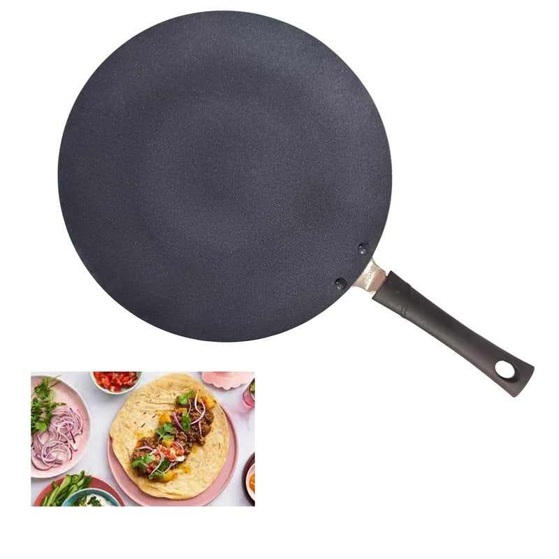 DBY Nonstick Roti Pan Chapati Tava Griddle Tawa Cooking Utensil Cookware Easy Pancakes Omelette Fried Eggs Bread Cookware Best Crepes Pan Rounded Base Durable Roti Paratha pan Round Griddle 285mm - Image 5