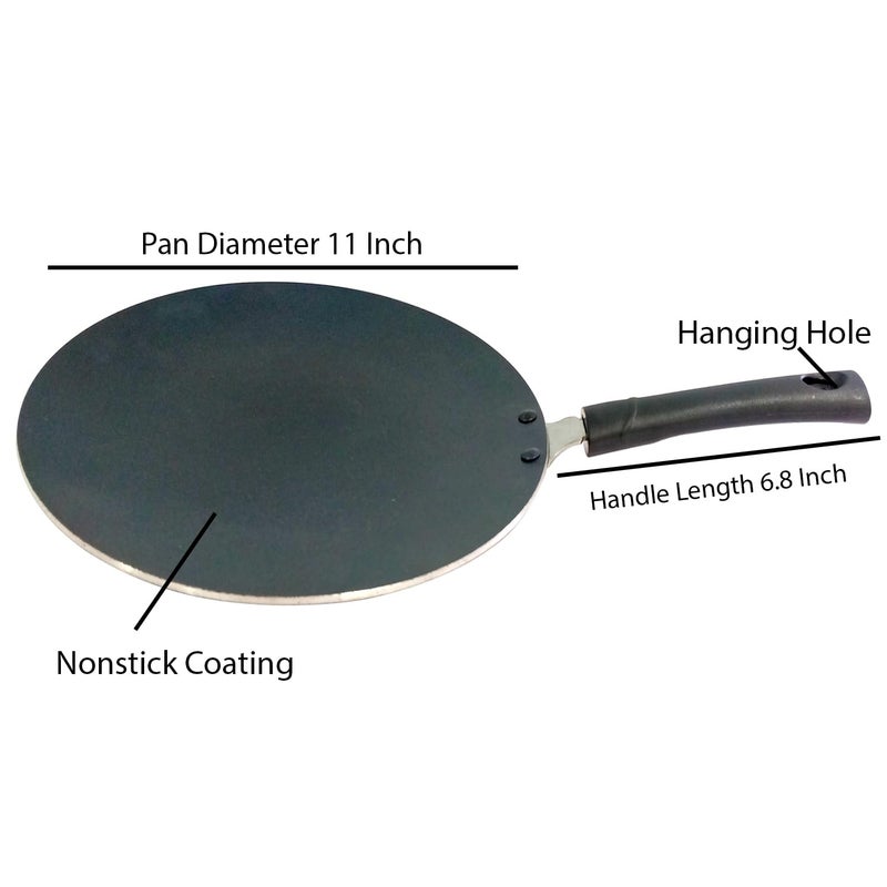 DBY Nonstick Roti Pan Chapati Tava Griddle Tawa Cooking Utensil Cookware Easy Pancakes Omelette Fried Eggs Bread Cookware Best Crepes Pan Rounded Base Durable Roti Paratha pan Round Griddle 285mm - Image 2