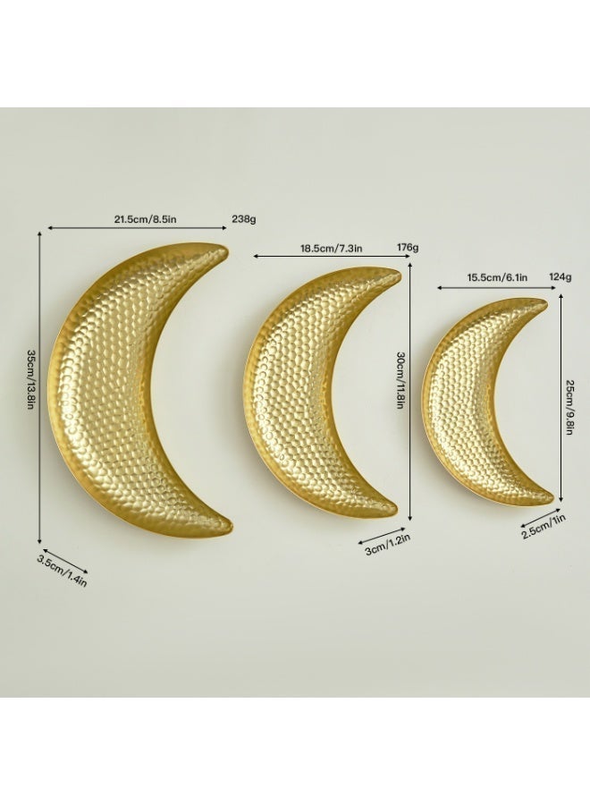 Ramadan Moon Shaped Serving Tray (Gold), set of 3,  Luxury Snack Plate Dessert Date & Dish, Elegant  Arabic Home Decor , Eid Gift, Arabic Home Decor - Image 5