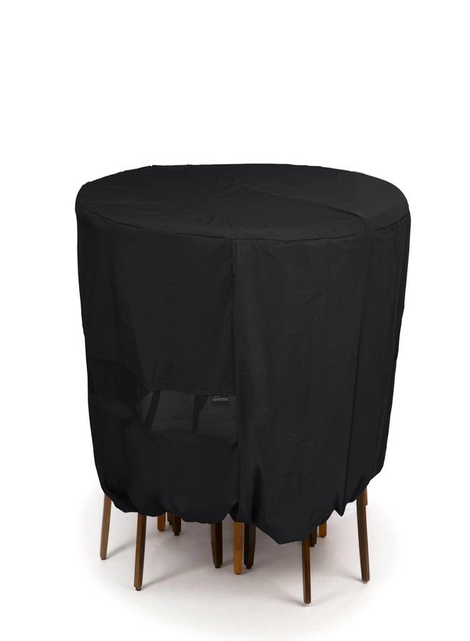 Covermates Round Dining Table/Chair Set Cover - Light Weight Material, Weather Resistant, Elastic Hem, Patio Table Covers, 60DIAMETER x 30H, Black - Image 1