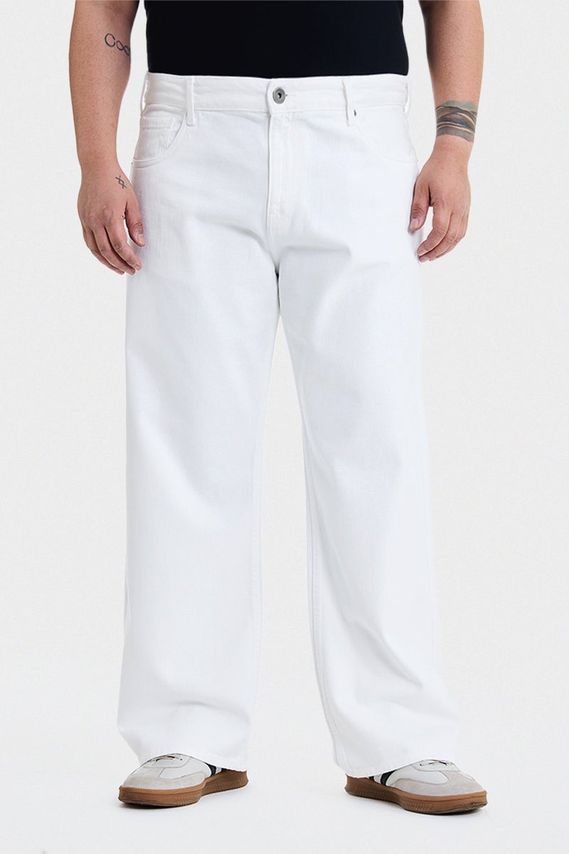 SNITCH White Solid Relaxed Casual Plus Size Jeans - Image 4