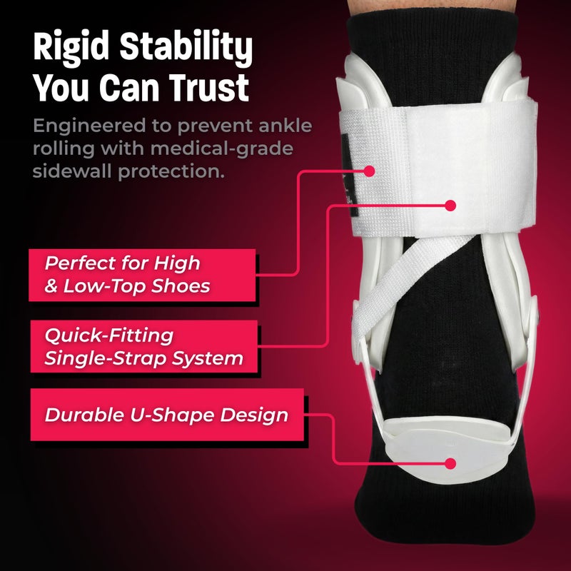 Cramer Active Ankle T2 Ankle Brace, Rigid Ankle Stabilizer for Protection & Sprain Support for Volleyball, Cheerleading, Ankle Compression Braces for Men & Women, White, Small - Image 2