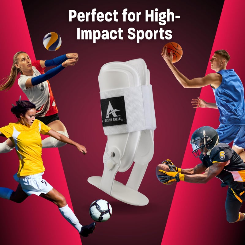 Cramer Active Ankle T2 Ankle Brace, Rigid Ankle Stabilizer for Protection & Sprain Support for Volleyball, Cheerleading, Ankle Compression Braces for Men & Women, White, Small - Image 5