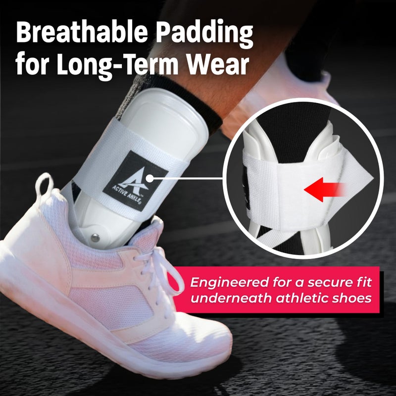 Cramer Active Ankle T2 Ankle Brace, Rigid Ankle Stabilizer for Protection & Sprain Support for Volleyball, Cheerleading, Ankle Compression Braces for Men & Women, White, Small - Image 4