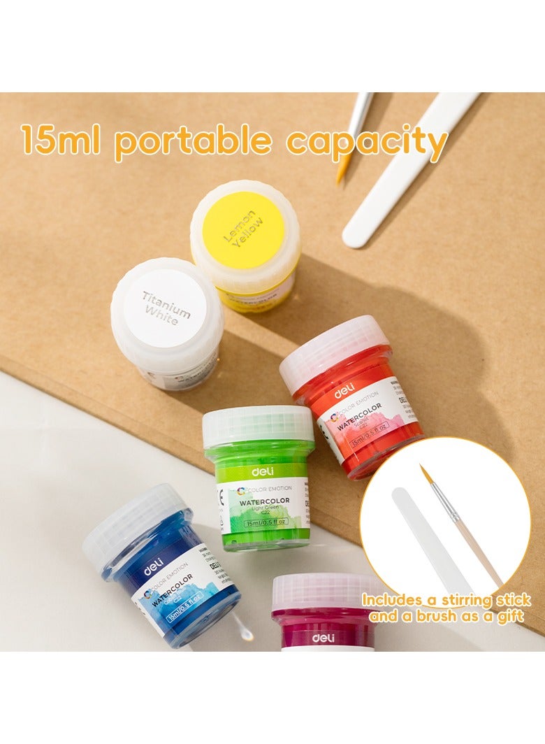 Deli EC22-8 Watercolor Paint Set 15ml×8 – ideal for school art and creative projects - Image 3