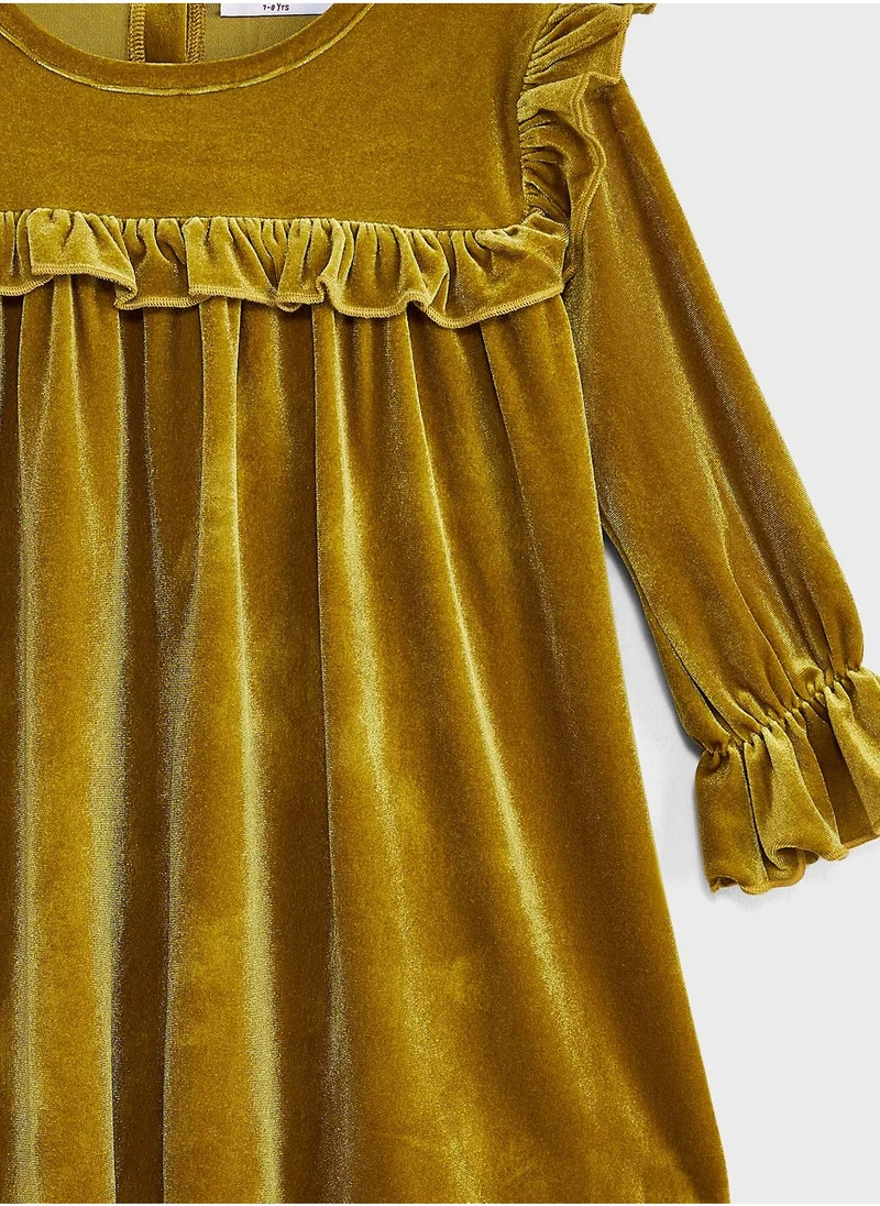 Pinata Girls Long Sleeve Ruffled Velvet Dress