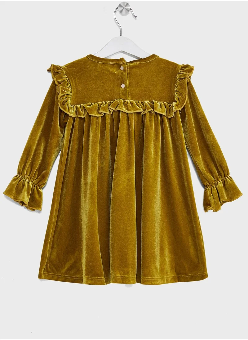 Pinata Girls Long Sleeve Ruffled Velvet Dress